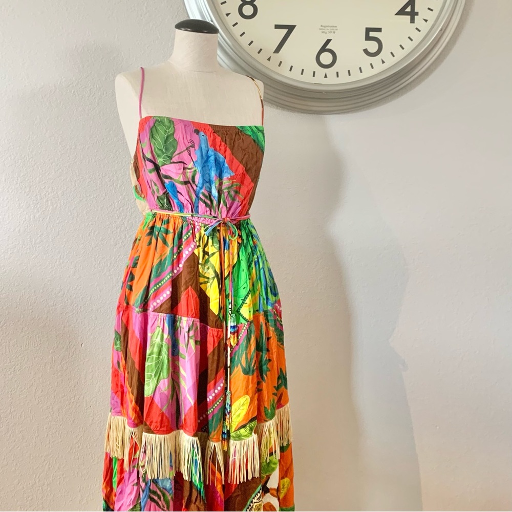 FARM Rio Colorful Patchwork Midi Dress